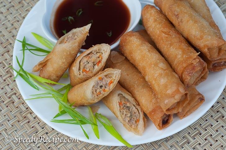 Filipino Lumpiang Shanghai with Sweet and Sour Sauce