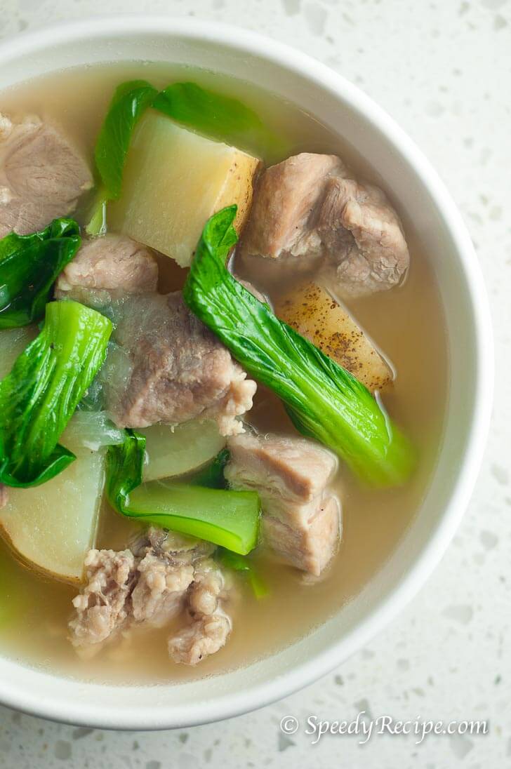 Filipino Pork Nilaga Soup Boiled Pork With Bok Choy And Potato Speedyrecipe Com