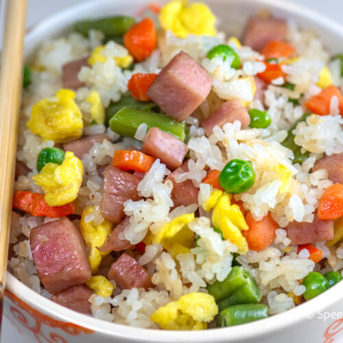 Fried rice recipe with egg and spam