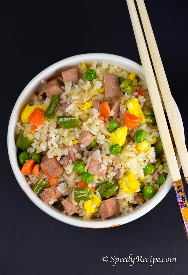 Spam Fried Rice with Egg and Vegetables