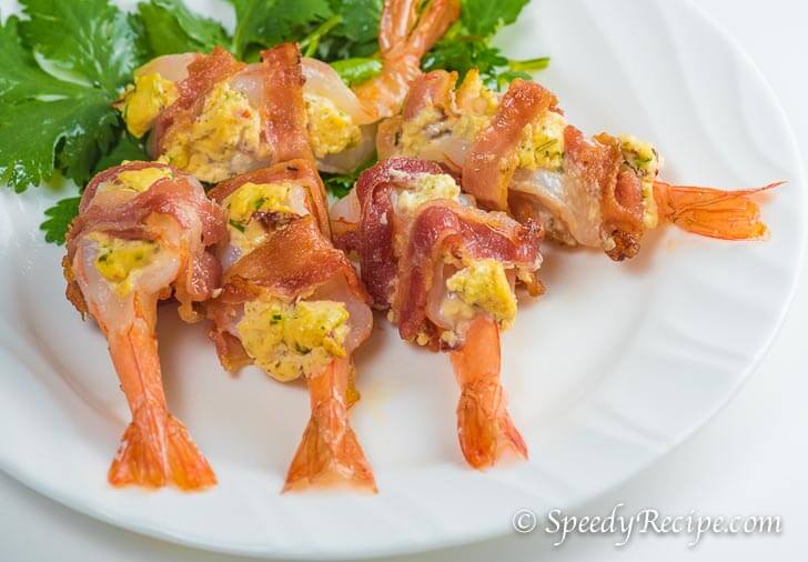 Bacon Wrapped Shrimp with Cream Cheese Stuffing Recipe