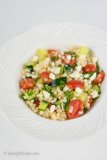 Couscous with Tomato Cucumber Feta and Mint