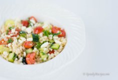 Couscous with Tomato Cucumber Feta and Mint Salad Recipe