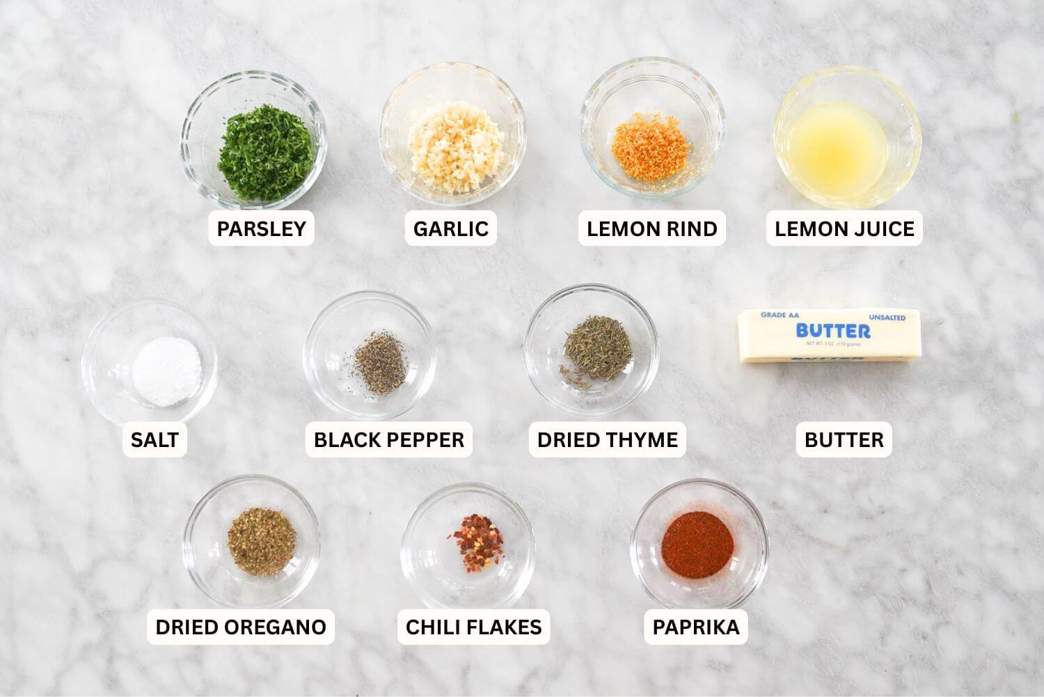 Garlic Butter Baked Tilapia ingredients 1